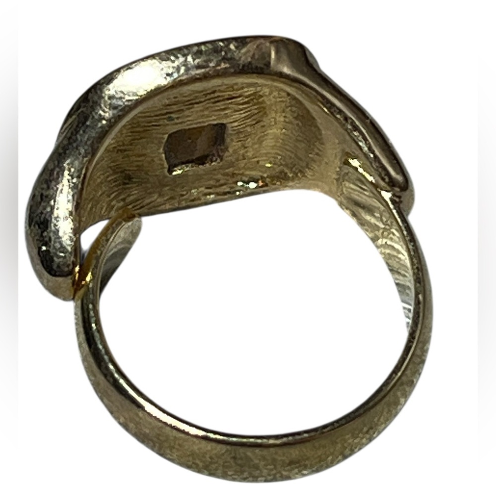 Vintage Christian Dior Gold Tone and Blue Gemstone Halo Ring size 6 - Picture 7 of 16